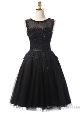 Black Lace Short Beaded Homecoming Dress